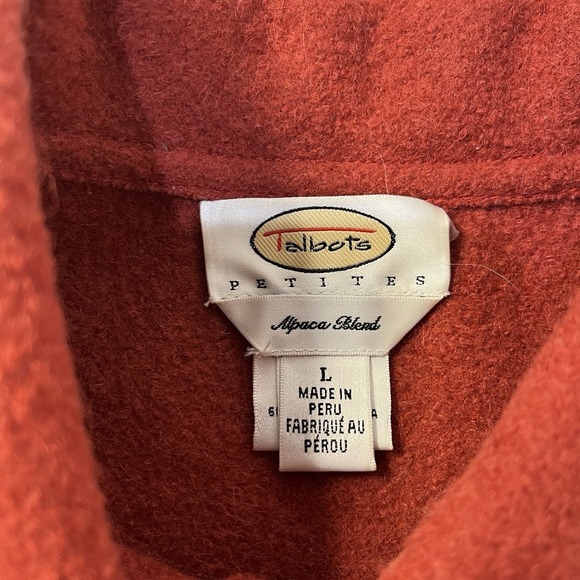 Vtg Talbots Alpaca Wool Blend Button Up Jacket Rust Womens L Classic Outdoor - Picture 4 of 7